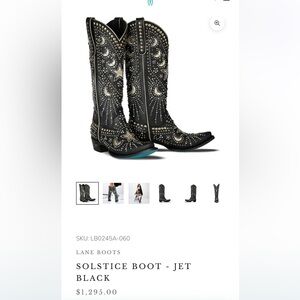LANE BOOTS SOLSTICE BOOT - JET BLACK New in Box 8.5b